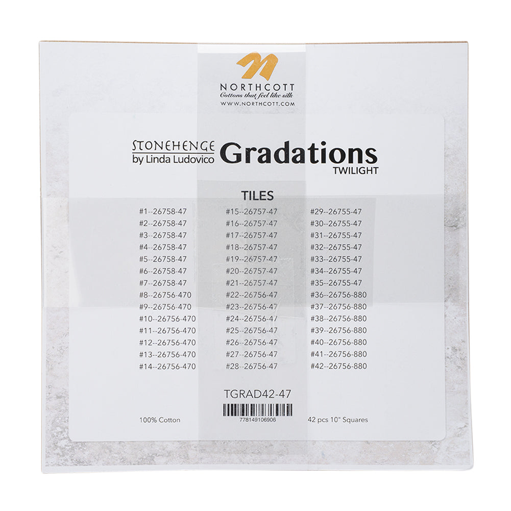 Stonehenge Quilting Cotton Tiles 10" Square Precuts - Twilight - Gradations II Collection - Detail Stonehenge Quilting Cotton Tiles 10" Square Precuts - Twilight - Gradations II Collection - Detail