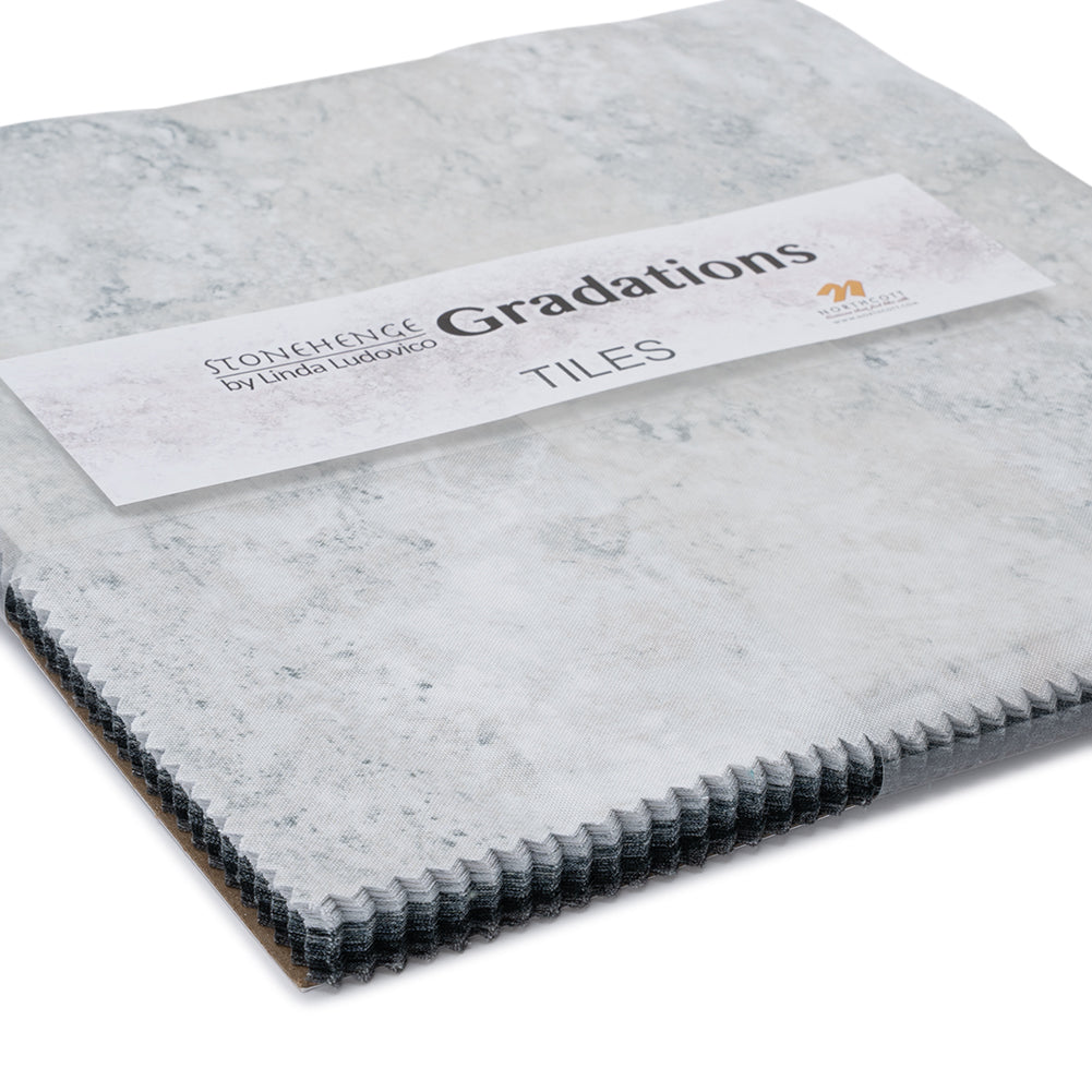 Stonehenge Quilting Cotton Tiles 10" Square Precuts - Graphite - Gradations II Collection - Folded Stonehenge Quilting Cotton Tiles 10" Square Precuts - Graphite - Gradations II Collection - Folded