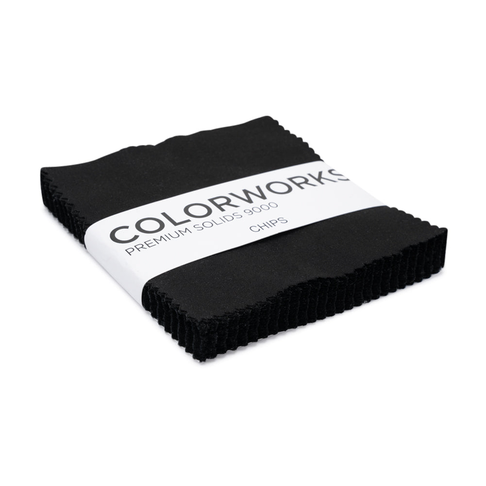 Northcott Quilting Cotton Chips 5" Square Precuts - Black - Colorworks Collection - Folded Northcott Quilting Cotton Chips 5" Square Precuts - Black - Colorworks Collection - Folded