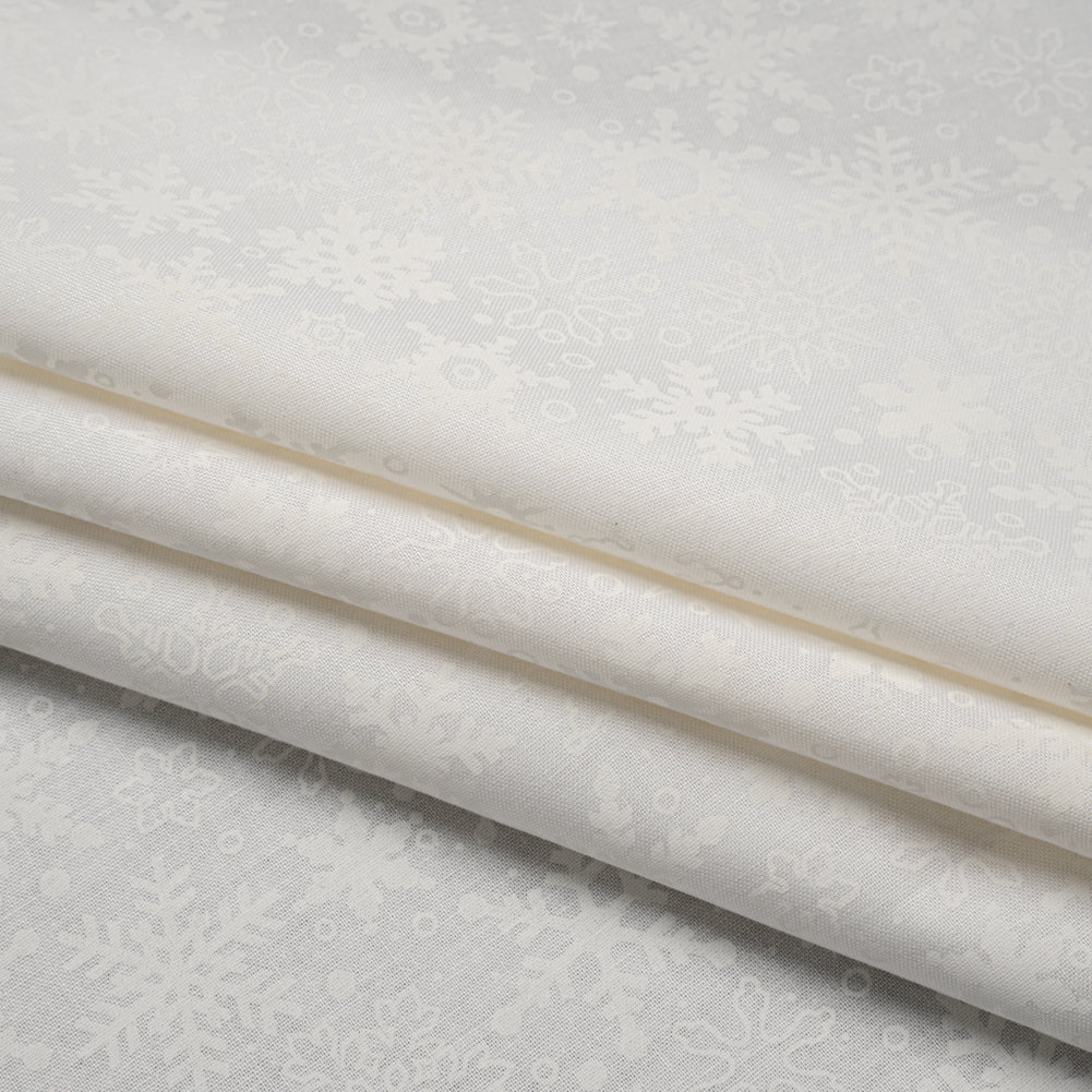 Printed Quilting Cotton by Patrick Lose for Northcott - White on White Snowfall Snowflakes - Basically Black & White Collection - Folded Printed Quilting Cotton by Patrick Lose for Northcott - White on White Snowfall Snowflakes - Basically Black & White Collection - Folded