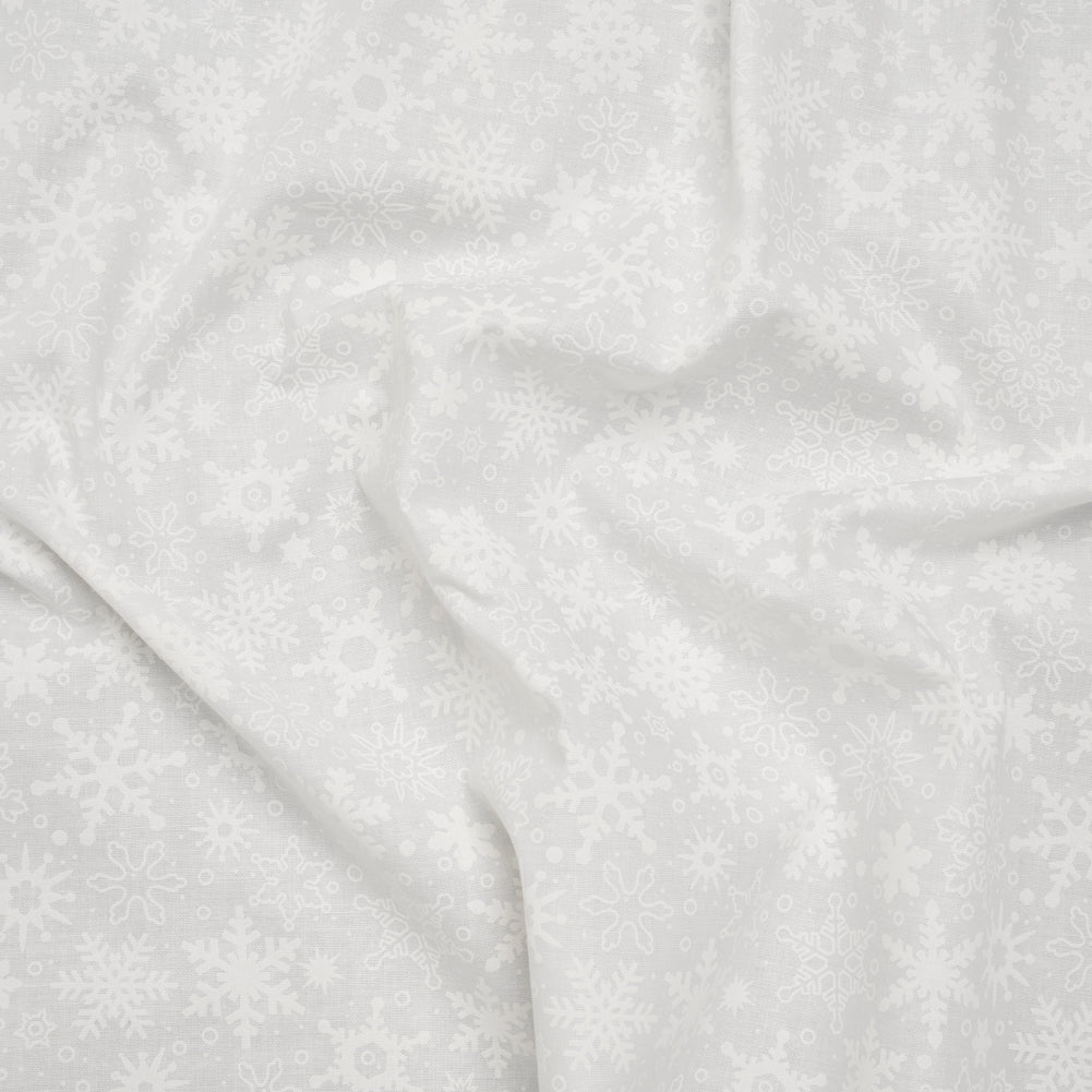 Printed Quilting Cotton by Patrick Lose for Northcott - White on White Snowfall Snowflakes - Basically Black & White Collection Printed Quilting Cotton by Patrick Lose for Northcott - White on White Snowfall Snowflakes - Basically Black & White Collection