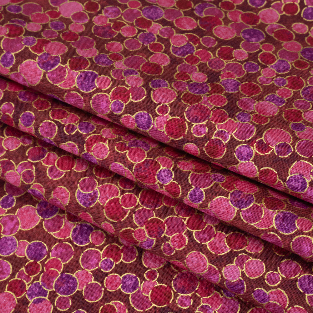 Metallic Printed Quilting Cotton by Northcott - Bubble Gum Polka Dot Confetti - Shimmer Collection Folded Metallic Printed Quilting Cotton by Northcott - Bubble Gum Polka Dot Confetti - Shimmer Collection Folded