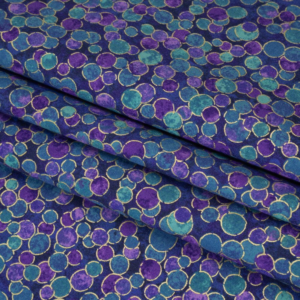 Metallic Printed Quilting Cotton by Northcott - Deep Sea Polka Dot Confetti - Shimmer Collection Folded Metallic Printed Quilting Cotton by Northcott - Deep Sea Polka Dot Confetti - Shimmer Collection Folded