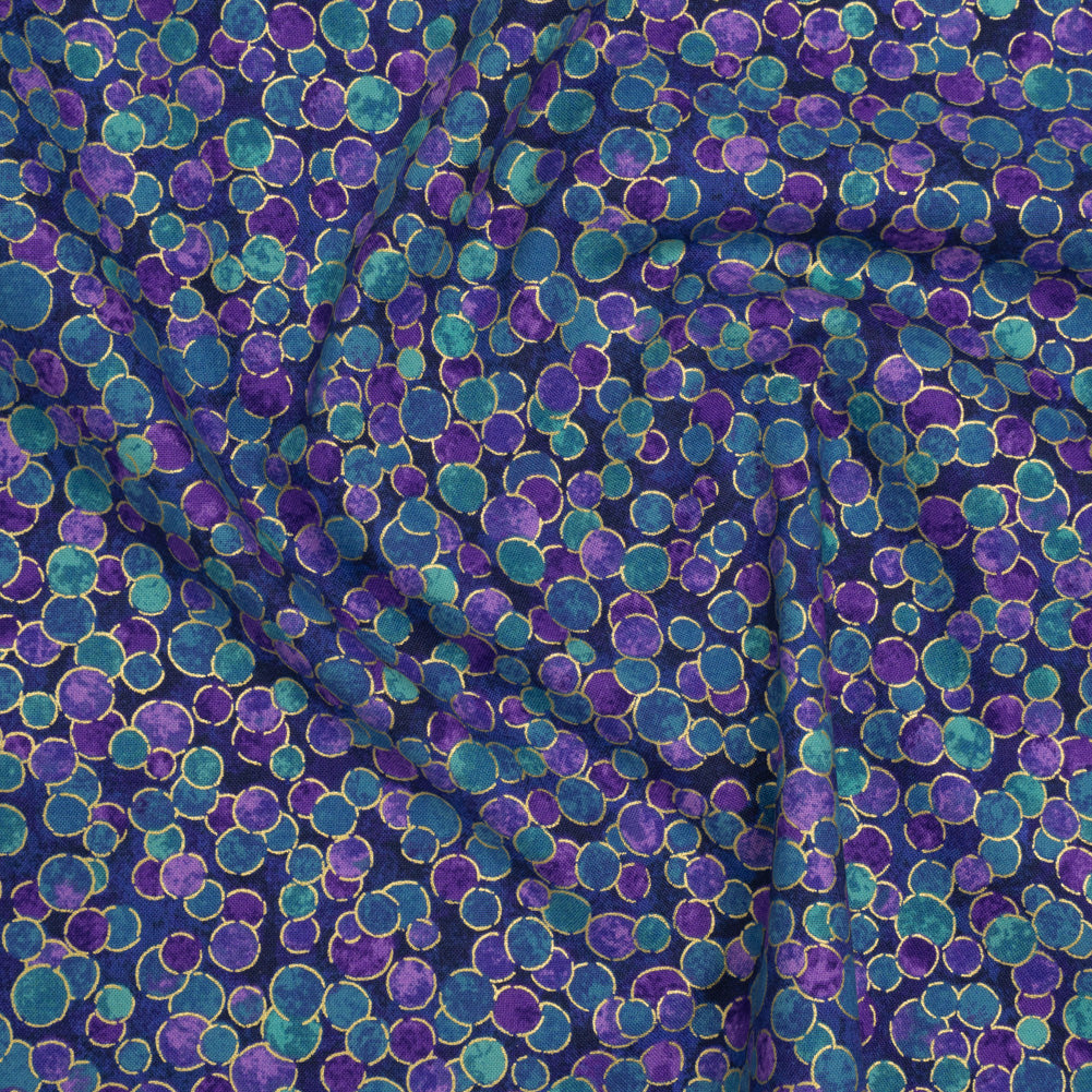 Metallic Printed Quilting Cotton by Northcott - Deep Sea Polka Dot Confetti - Shimmer Collection Metallic Printed Quilting Cotton by Northcott - Deep Sea Polka Dot Confetti - Shimmer Collection
