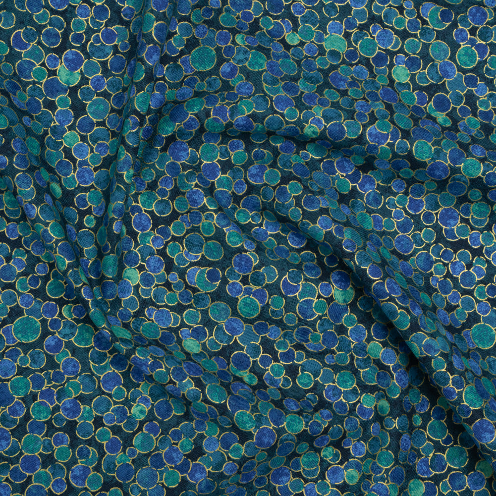 Metallic Printed Quilting Cotton by Northcott - Lagoon Polka Dot Confetti - Shimmer Collection Metallic Printed Quilting Cotton by Northcott - Lagoon Polka Dot Confetti - Shimmer Collection