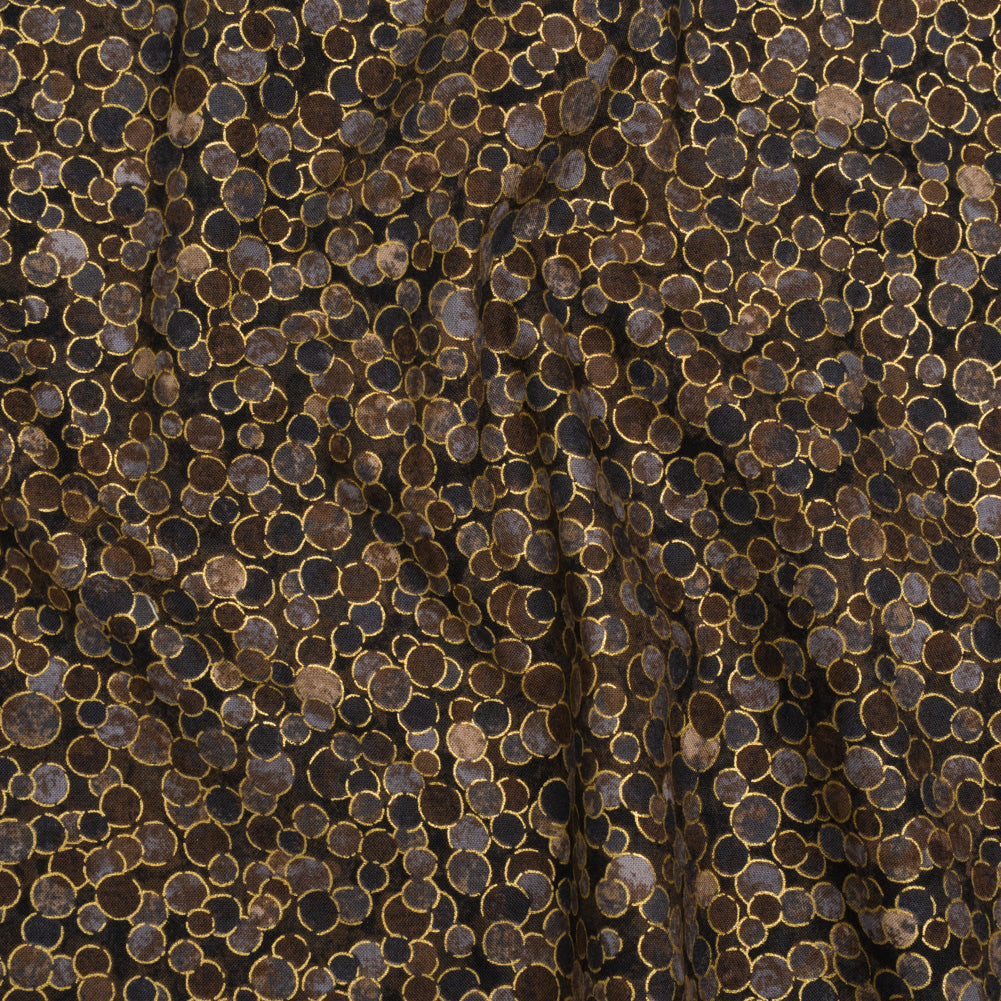 Metallic Printed Quilting Cotton by Northcott - Desert Sand Polka Dot Confetti - Shimmer Collection Metallic Printed Quilting Cotton by Northcott - Desert Sand Polka Dot Confetti - Shimmer Collection
