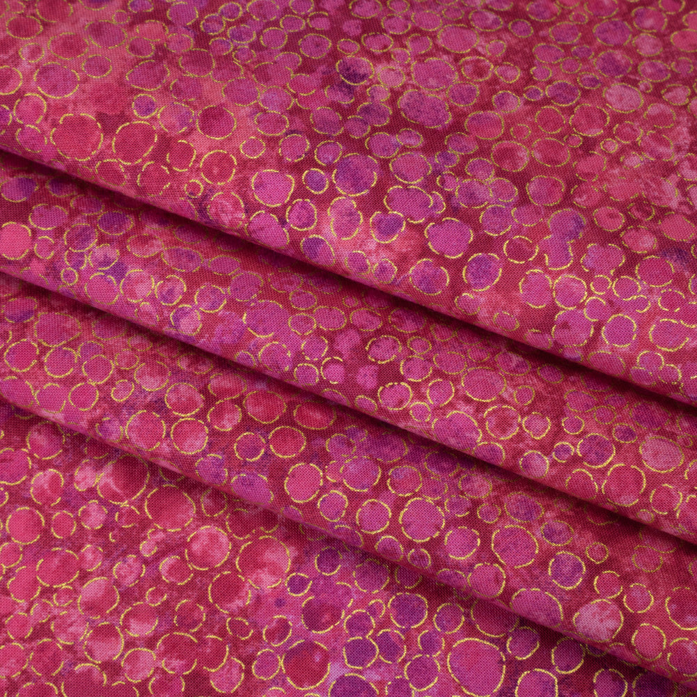 Metallic Printed Quilting Cotton by Northcott - Bubble Gum River Rocks - Shimmer Collection Folded Metallic Printed Quilting Cotton by Northcott - Bubble Gum River Rocks - Shimmer Collection Folded
