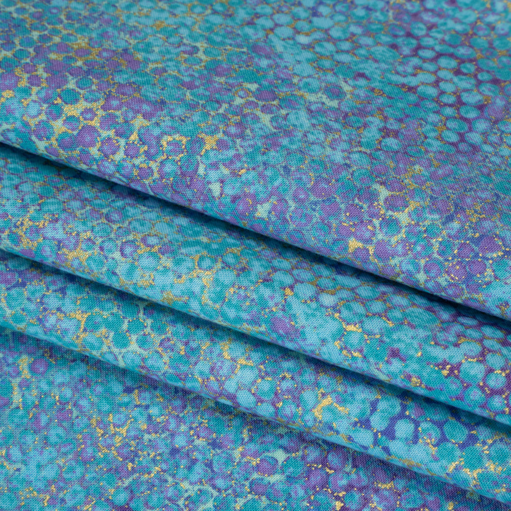 Metallic Printed Quilting Cotton by Northcott - Deep Sea Pebbles - Shimmer Collection Folded Metallic Printed Quilting Cotton by Northcott - Deep Sea Pebbles - Shimmer Collection Folded
