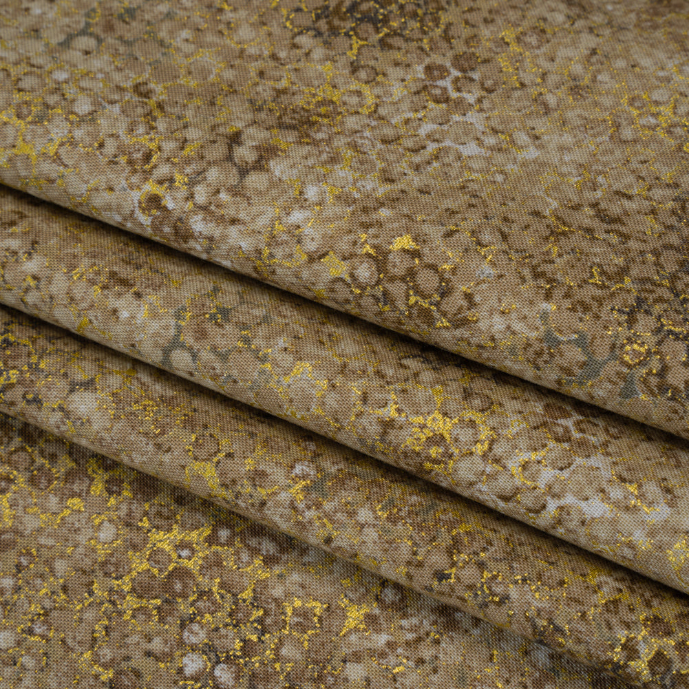Metallic Printed Quilting Cotton by Northcott - Desert Sand Pebbles - Shimmer Collection Folded Metallic Printed Quilting Cotton by Northcott - Desert Sand Pebbles - Shimmer Collection Folded