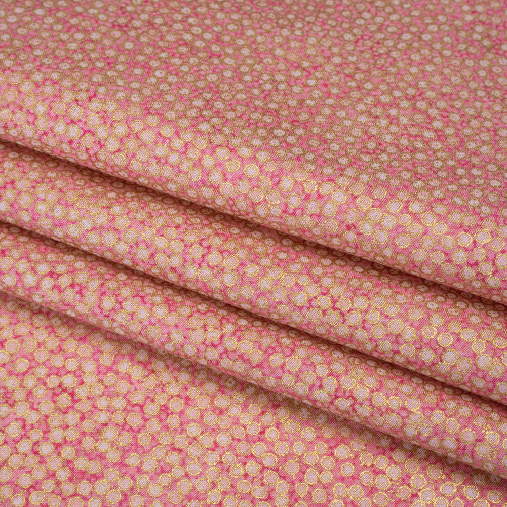 Metallic Printed Quilting Cotton by Northcott - Bubble Gum Tiny Dots - Shimmer Collection Folded Metallic Printed Quilting Cotton by Northcott - Bubble Gum Tiny Dots - Shimmer Collection Folded