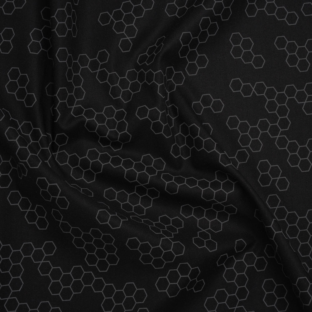 Printed Quilting Cotton by Ghazal Razavi for FIGO Studio - Black and Gray Hexies - Dusk Collection Printed Quilting Cotton by Ghazal Razavi for FIGO Studio - Black and Gray Hexies - Dusk Collection