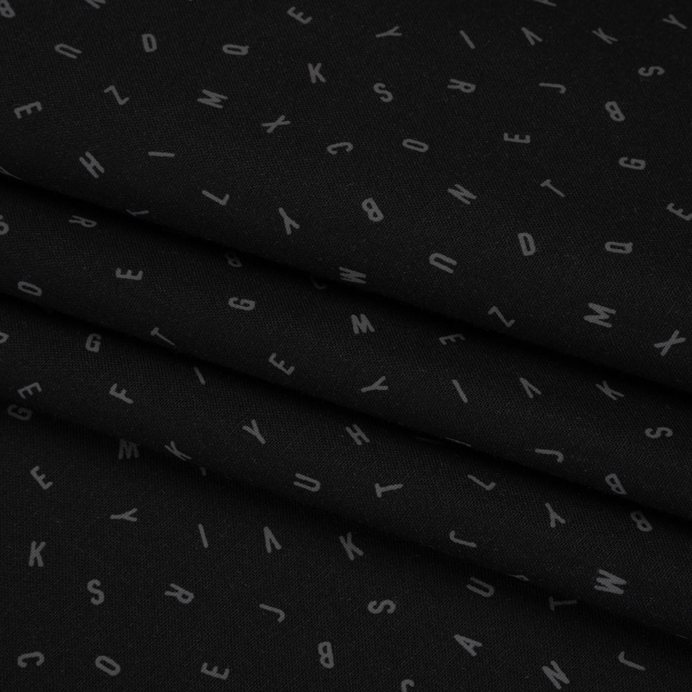 Printed Quilting Cotton by Ghazal Razavi for FIGO Studio - Black and Gray Jumbled Letters - Dusk Collection Printed Quilting Cotton by Ghazal Razavi for FIGO Studio - Black and Gray Jumbled Letters - Dusk Collection