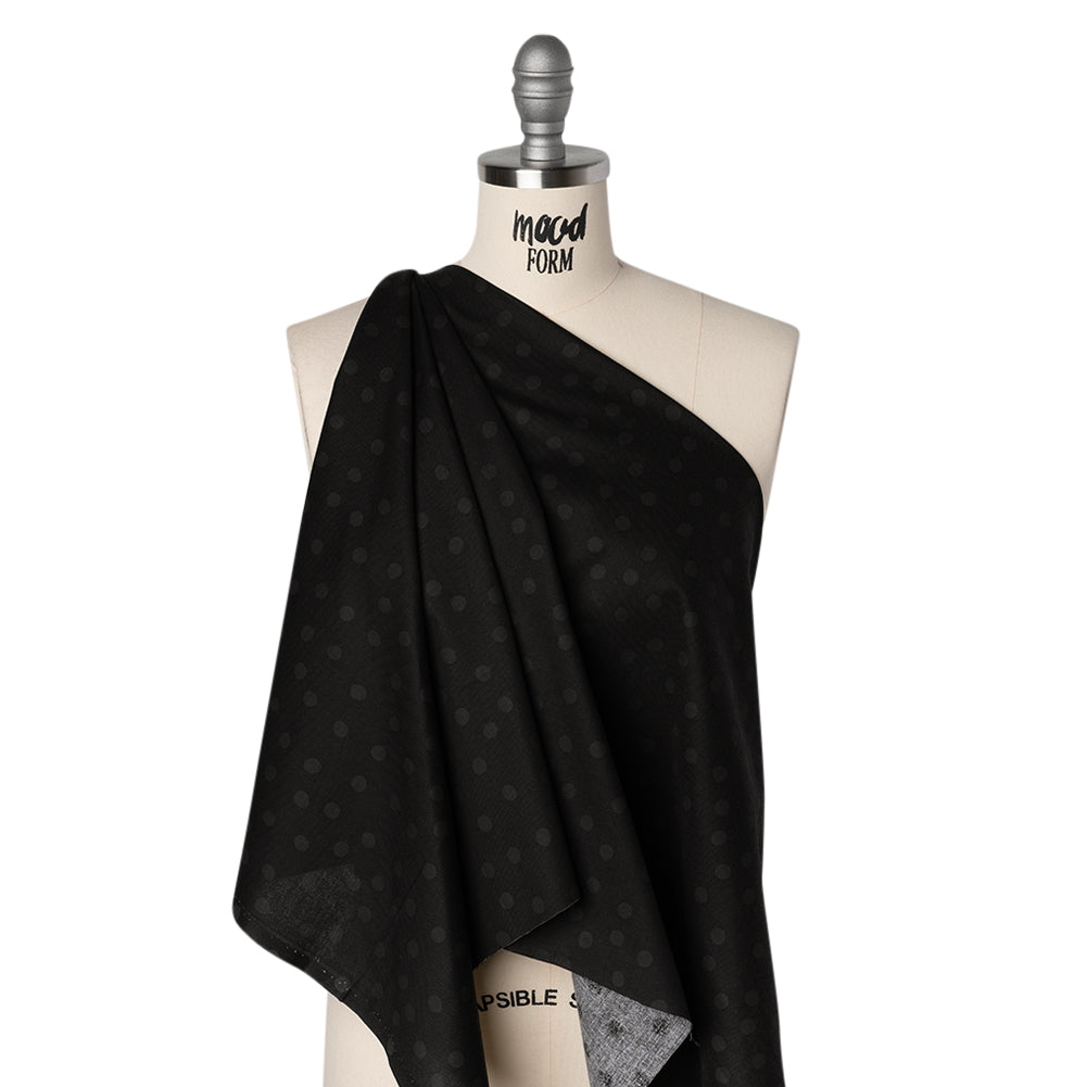 Printed Quilting Cotton by Ghazal Razavi for FIGO Studio - Black on Black Pom Poms - Dusk Collection Printed Quilting Cotton by Ghazal Razavi for FIGO Studio - Black on Black Pom Poms - Dusk Collection