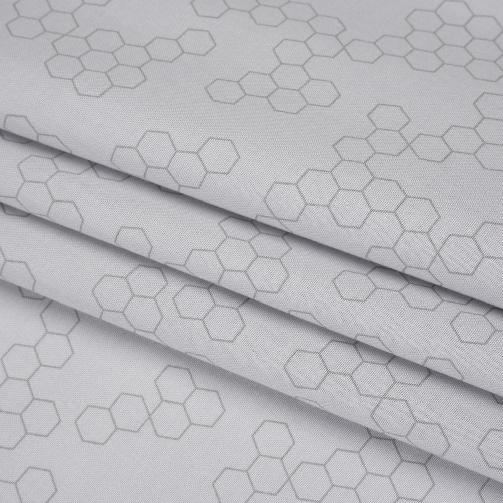 Printed Quilting Cotton by Ghazal Razavi for FIGO Studio - Gray on Gray Hexies - Dewfall Collection Printed Quilting Cotton by Ghazal Razavi for FIGO Studio - Gray on Gray Hexies - Dewfall Collection