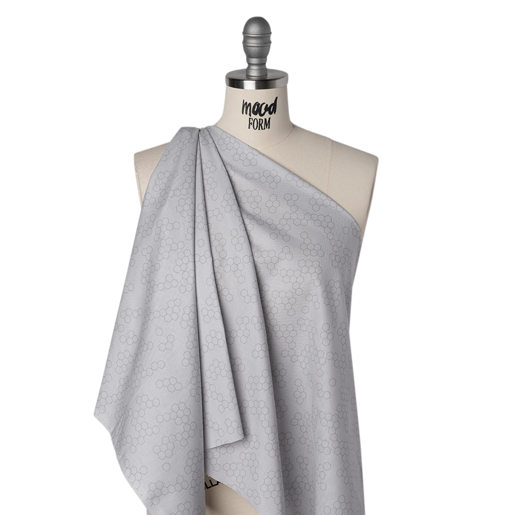 Printed Quilting Cotton by Ghazal Razavi for FIGO Studio - Gray on Gray Hexies - Dewfall Collection Printed Quilting Cotton by Ghazal Razavi for FIGO Studio - Gray on Gray Hexies - Dewfall Collection