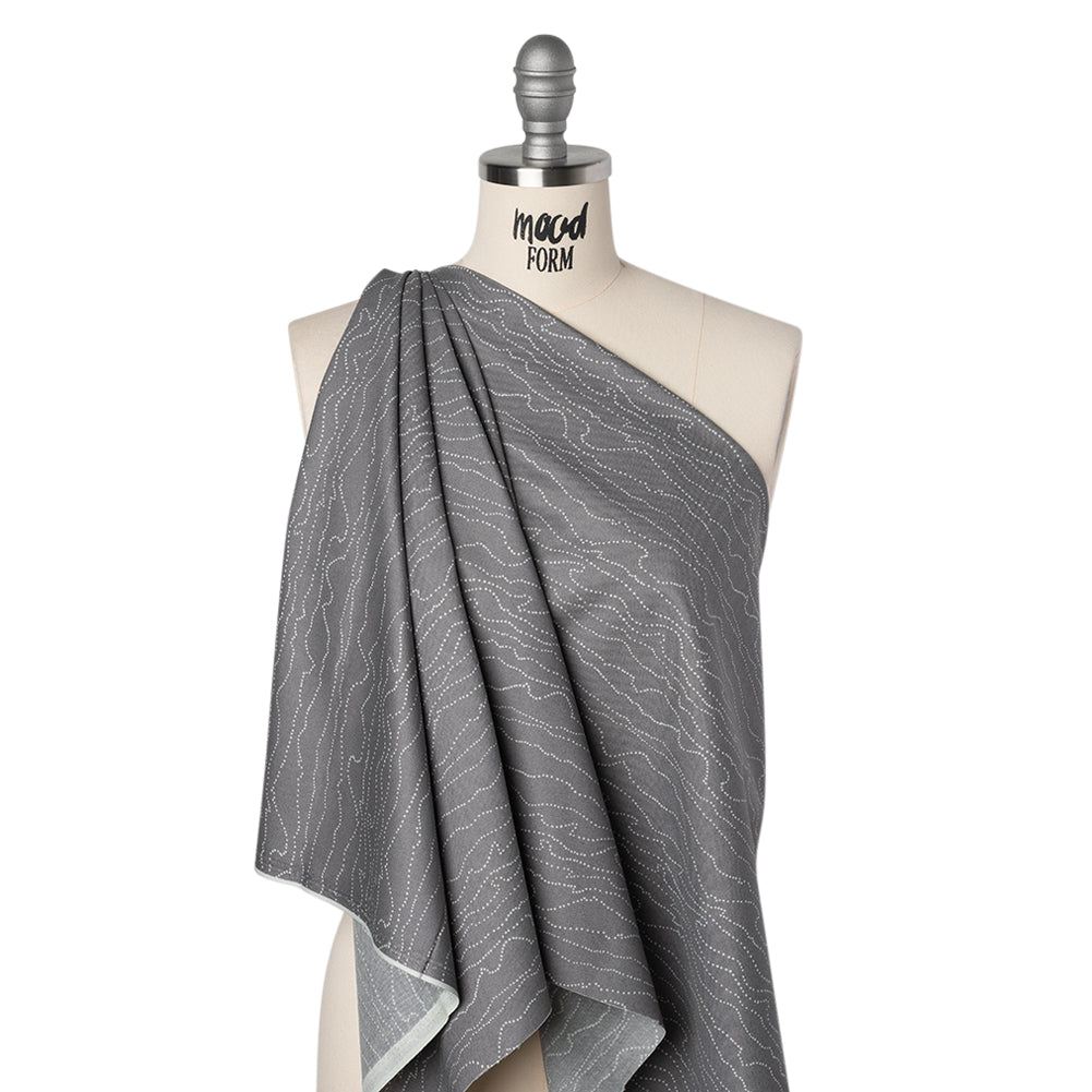 Printed Quilting Cotton by Ghazal Razavi for FIGO Studio - Gray and White Strings - Dewfall Collection Printed Quilting Cotton by Ghazal Razavi for FIGO Studio - Gray and White Strings - Dewfall Collection
