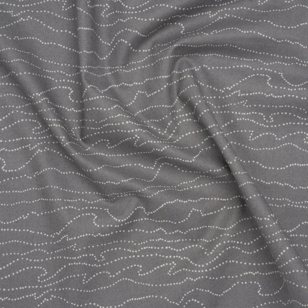 Printed Quilting Cotton by Ghazal Razavi for FIGO Studio - Gray and White Strings - Dewfall Collection Printed Quilting Cotton by Ghazal Razavi for FIGO Studio - Gray and White Strings - Dewfall Collection