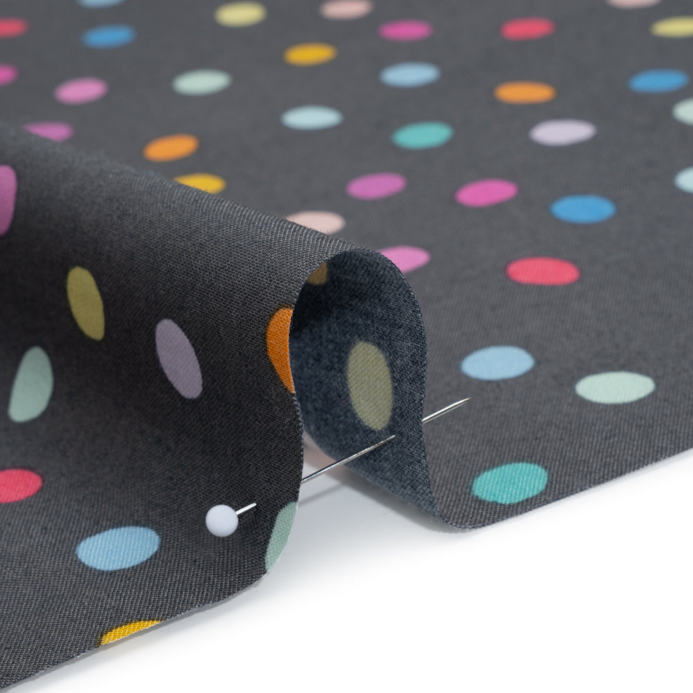 Printed Quilting Cotton by Ghazal Razavi for FIGO Studio - Gray and Rainbow Pom Poms - Dewfall Collection Printed Quilting Cotton by Ghazal Razavi for FIGO Studio - Gray and Rainbow Pom Poms - Dewfall Collection