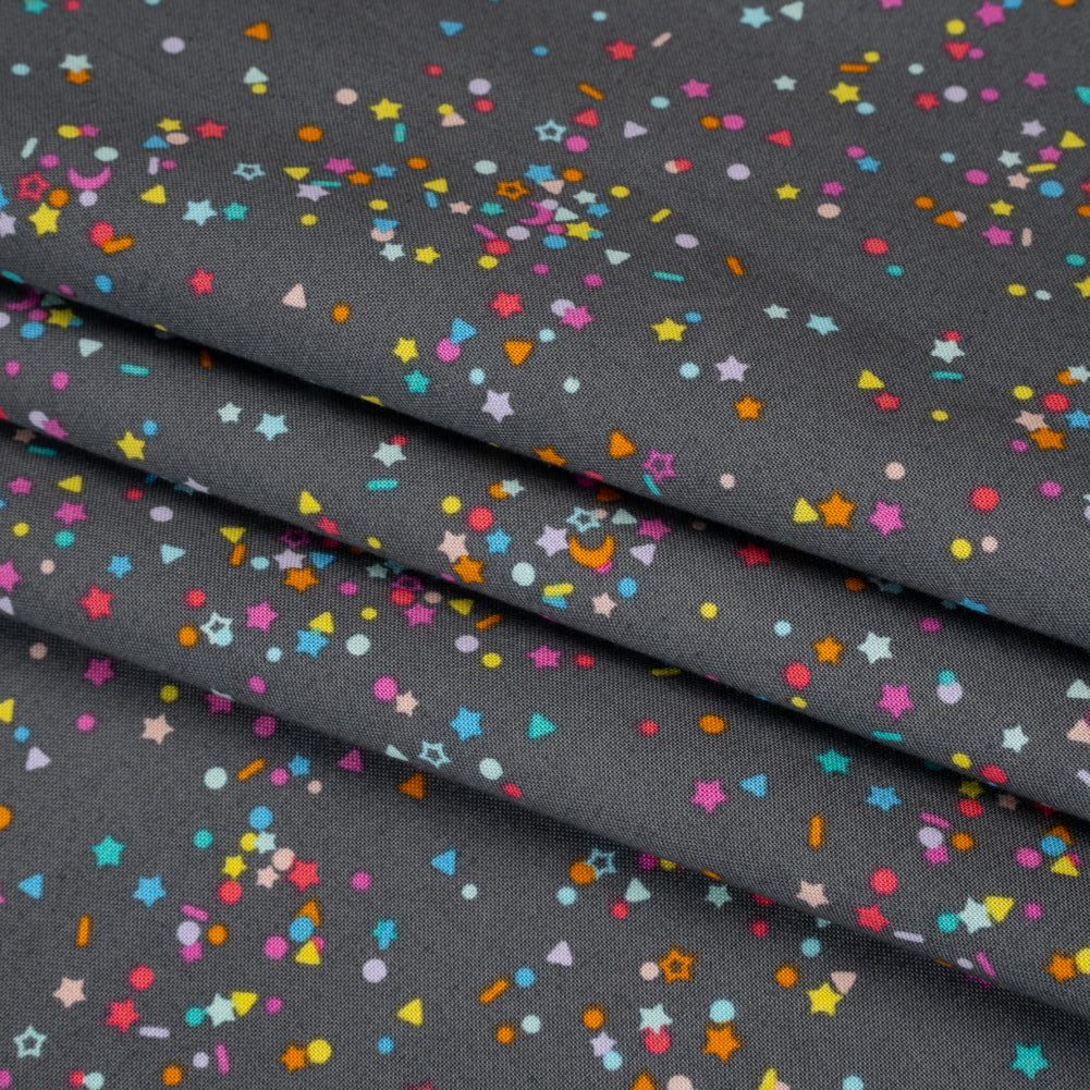 Printed Quilting Cotton by Ghazal Razavi for FIGO Studio - Gray and Rainbow Sprinkles - Dewfall Collection Printed Quilting Cotton by Ghazal Razavi for FIGO Studio - Gray and Rainbow Sprinkles - Dewfall Collection