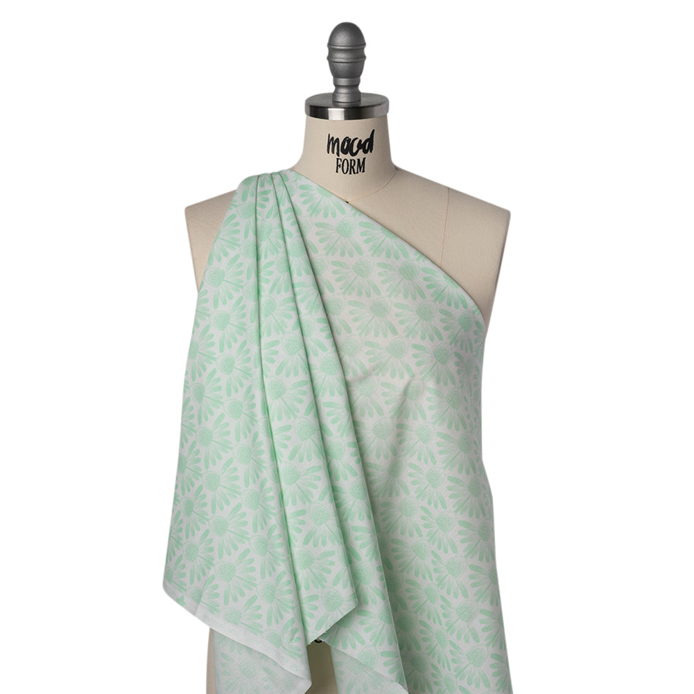 Printed Quilting Cotton by Anna Maria Textiles for Northcott - Mint Coneflower Floral - Indelible Soft Collection Printed Quilting Cotton by Anna Maria Textiles for Northcott - Mint Coneflower Floral - Indelible Soft Collection