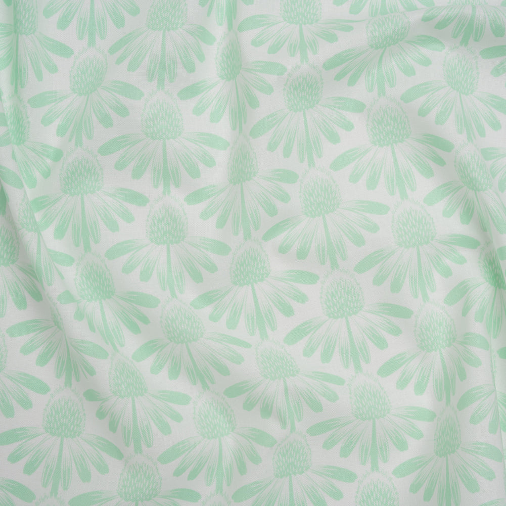 Printed Quilting Cotton by Anna Maria Textiles for Northcott - Mint Coneflower Floral - Indelible Soft Collection Printed Quilting Cotton by Anna Maria Textiles for Northcott - Mint Coneflower Floral - Indelible Soft Collection