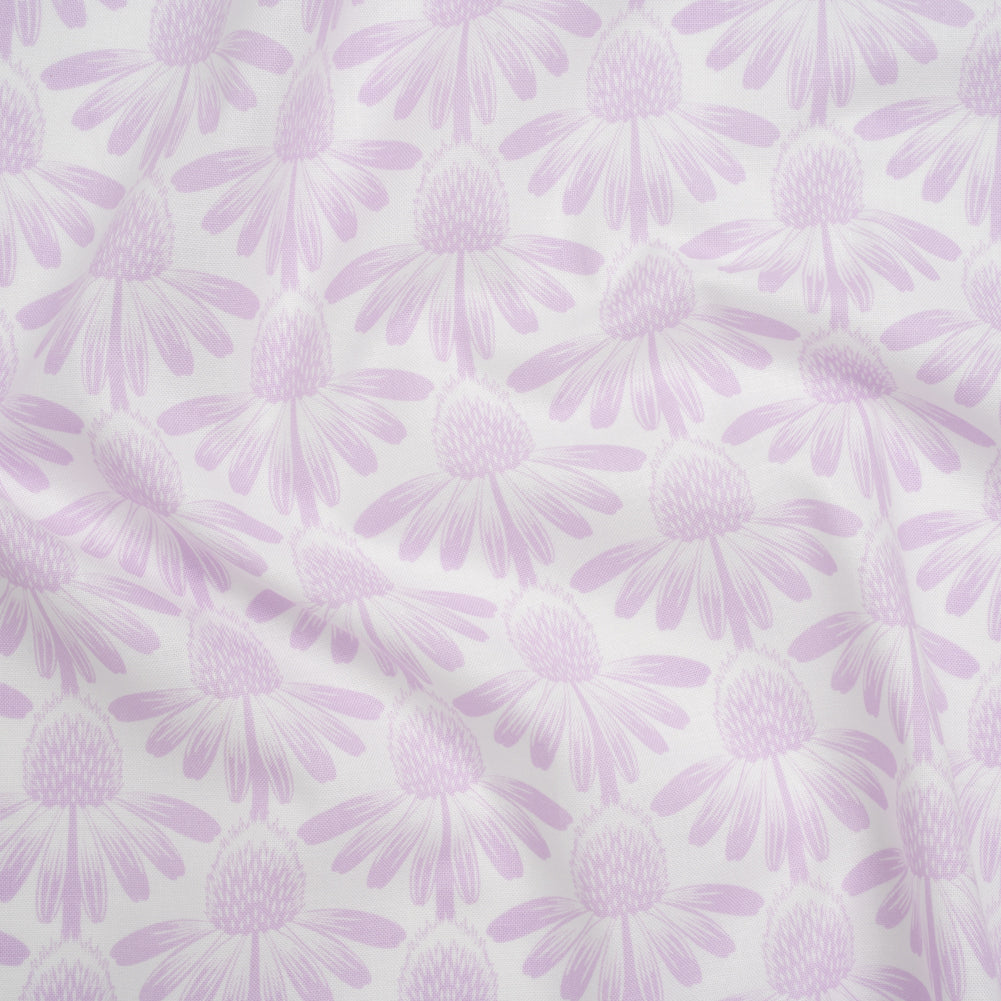 Printed Quilting Cotton by Anna Maria Textiles for Northcott - Lilac Coneflower Floral - Indelible Soft Collection Printed Quilting Cotton by Anna Maria Textiles for Northcott - Lilac Coneflower Floral - Indelible Soft Collection
