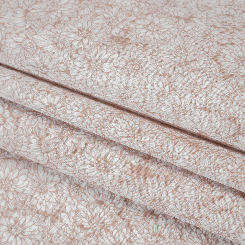 Printed Quilting Cotton by Anna Maria Textiles for Northcott - Beige Mums Floral - Indelible Soft Collection Printed Quilting Cotton by Anna Maria Textiles for Northcott - Beige Mums Floral - Indelible Soft Collection