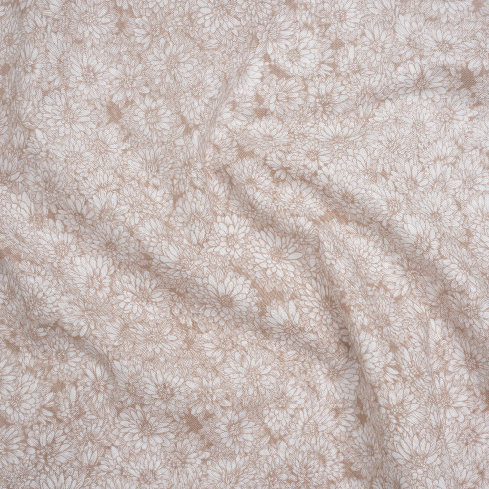 Printed Quilting Cotton by Anna Maria Textiles for Northcott - Beige Mums Floral - Indelible Soft Collection Printed Quilting Cotton by Anna Maria Textiles for Northcott - Beige Mums Floral - Indelible Soft Collection