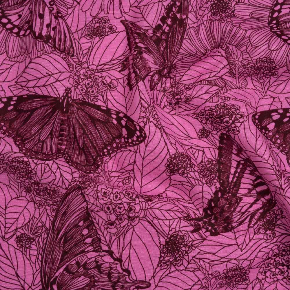 Printed Quilting Cotton by Anna Maria Textiles for Northcott - Candy Winging It Butterflies and Flowers - Indelible Ink Collection Printed Quilting Cotton by Anna Maria Textiles for Northcott - Candy Winging It Butterflies and Flowers - Indelible Ink Collection