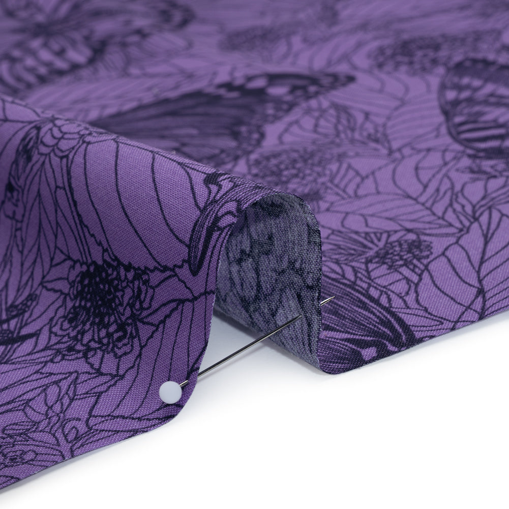 Printed Quilting Cotton by Anna Maria Textiles for Northcott - Blueberry Winging It Butterflies and Flowers - Indelible Ink Collection Printed Quilting Cotton by Anna Maria Textiles for Northcott - Blueberry Winging It Butterflies and Flowers - Indelible Ink Collection
