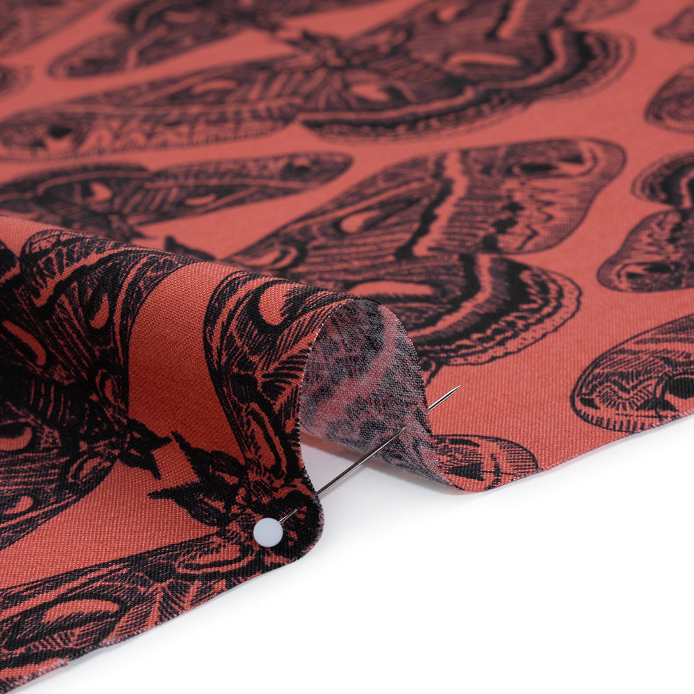 Printed Quilting Cotton by Anna Maria Textiles for Northcott - Guava Cecropia Moths - Indelible Ink Collection Printed Quilting Cotton by Anna Maria Textiles for Northcott - Guava Cecropia Moths - Indelible Ink Collection