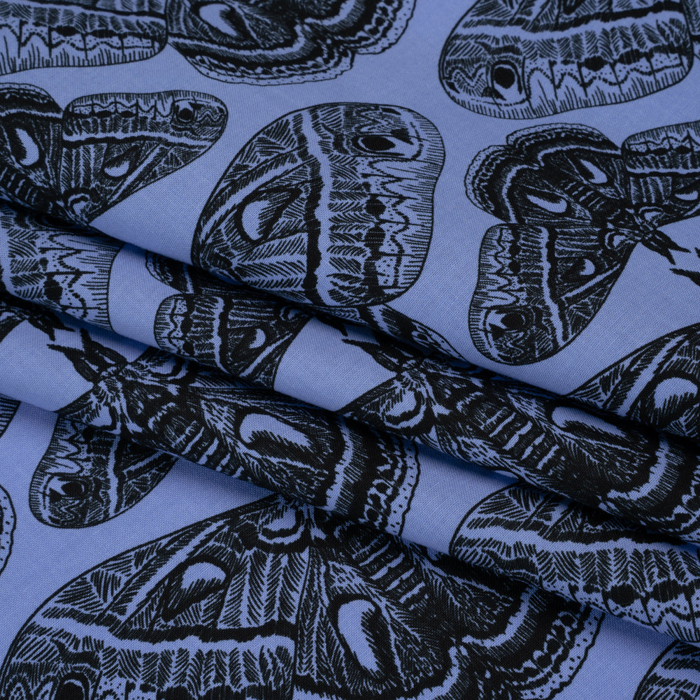 Printed Quilting Cotton by Anna Maria Textiles for Northcott - Cerulean Cecropia Moths - Indelible Ink Collection Printed Quilting Cotton by Anna Maria Textiles for Northcott - Cerulean Cecropia Moths - Indelible Ink Collection