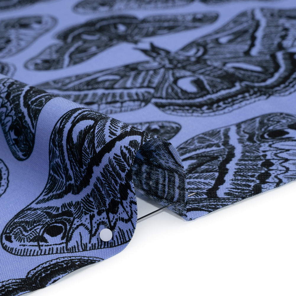 Printed Quilting Cotton by Anna Maria Textiles for Northcott - Cerulean Cecropia Moths - Indelible Ink Collection Printed Quilting Cotton by Anna Maria Textiles for Northcott - Cerulean Cecropia Moths - Indelible Ink Collection