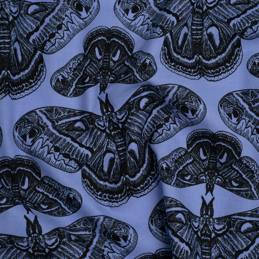 Printed Quilting Cotton by Anna Maria Textiles for Northcott - Cerulean Cecropia Moths - Indelible Ink Collection Printed Quilting Cotton by Anna Maria Textiles for Northcott - Cerulean Cecropia Moths - Indelible Ink Collection