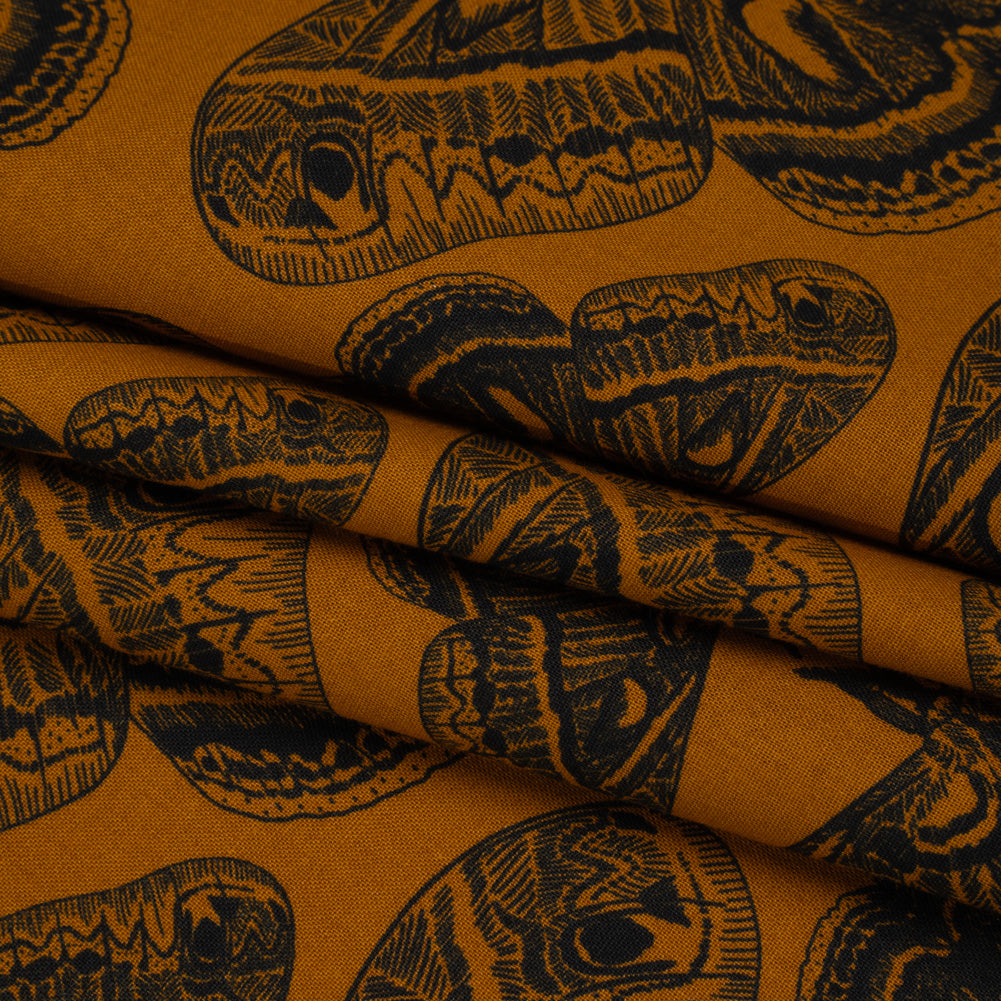 Printed Quilting Cotton by Anna Maria Textiles for Northcott - Saffron Cecropia Moths - Indelible Ink Collection Printed Quilting Cotton by Anna Maria Textiles for Northcott - Saffron Cecropia Moths - Indelible Ink Collection