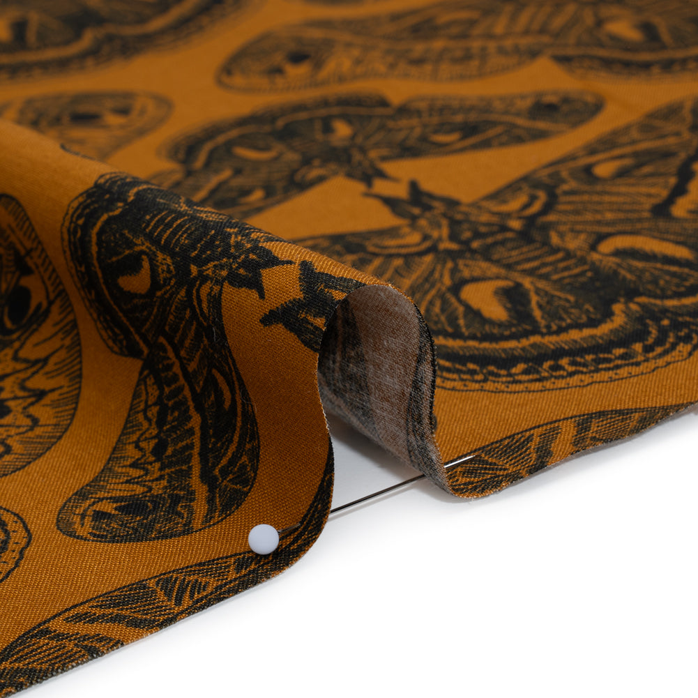 Printed Quilting Cotton by Anna Maria Textiles for Northcott - Saffron Cecropia Moths - Indelible Ink Collection Printed Quilting Cotton by Anna Maria Textiles for Northcott - Saffron Cecropia Moths - Indelible Ink Collection