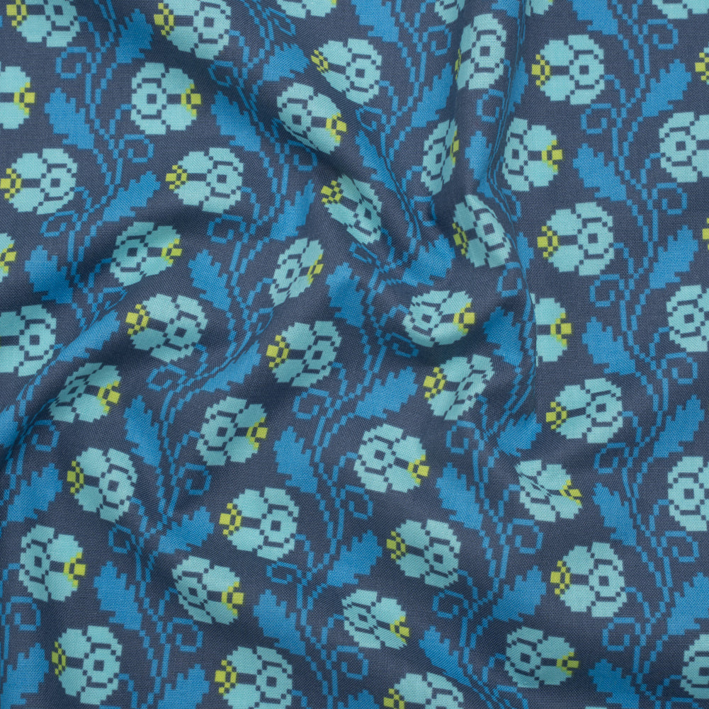 Printed Quilting Cotton by Anna Maria Textiles for Northcott - Dusk Curled Vine Floral - Heiress Collection Printed Quilting Cotton by Anna Maria Textiles for Northcott - Dusk Curled Vine Floral - Heiress Collection