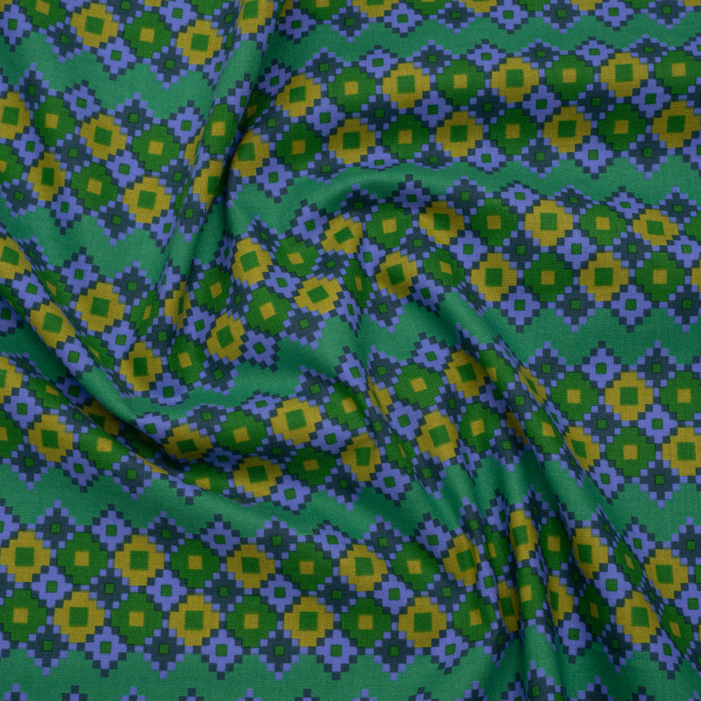 Printed Quilting Cotton by Anna Maria Textiles for Northcott - Sea Interwoven Geometric Stripes - Heiress Collection Printed Quilting Cotton by Anna Maria Textiles for Northcott - Sea Interwoven Geometric Stripes - Heiress Collection