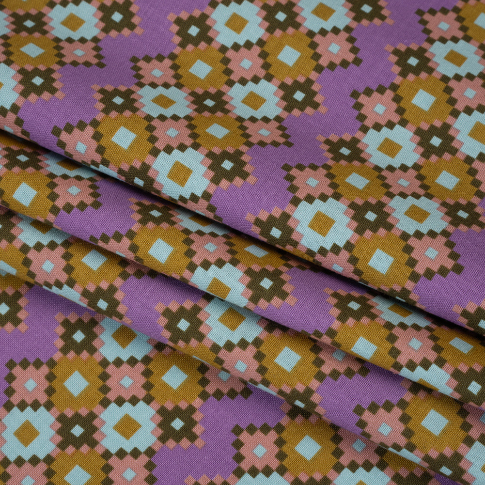 Printed Quilting Cotton by Anna Maria Textiles for Northcott - Sunset Interwoven Geometric Stripes - Heiress Collection Printed Quilting Cotton by Anna Maria Textiles for Northcott - Sunset Interwoven Geometric Stripes - Heiress Collection