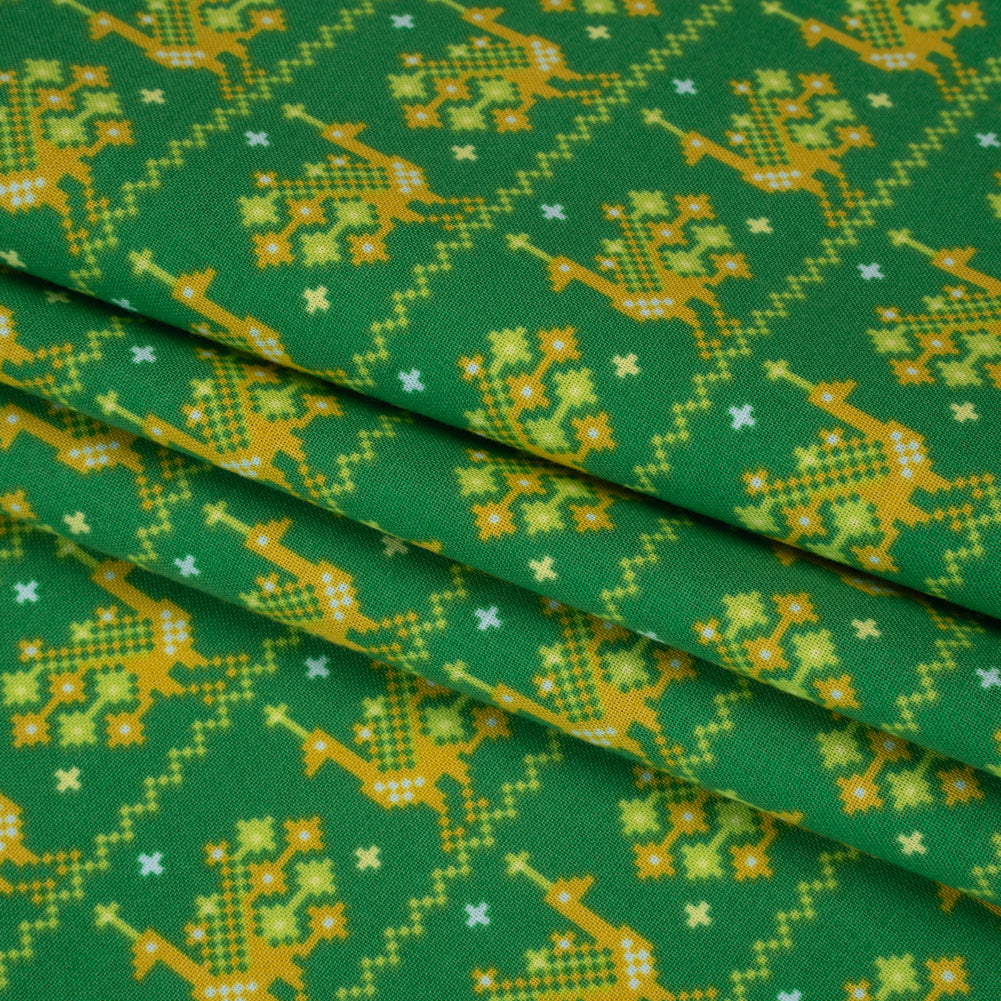 Printed Quilting Cotton by Anna Maria Textiles for Northcott - Grass Peacocks - Heiress Collection Printed Quilting Cotton by Anna Maria Textiles for Northcott - Grass Peacocks - Heiress Collection