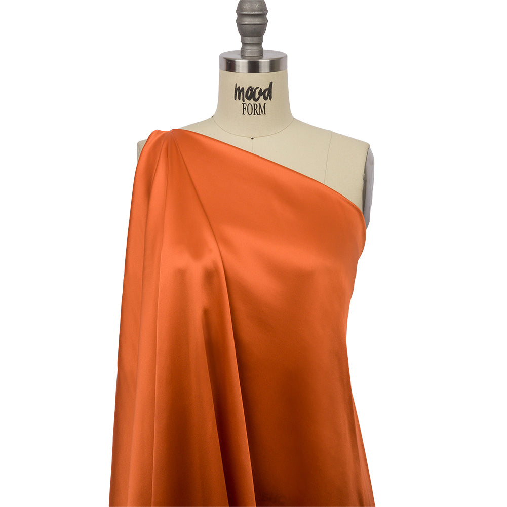 Charmeuse de seda de 44 pulgadas - Naranja quemado - Colección Premium