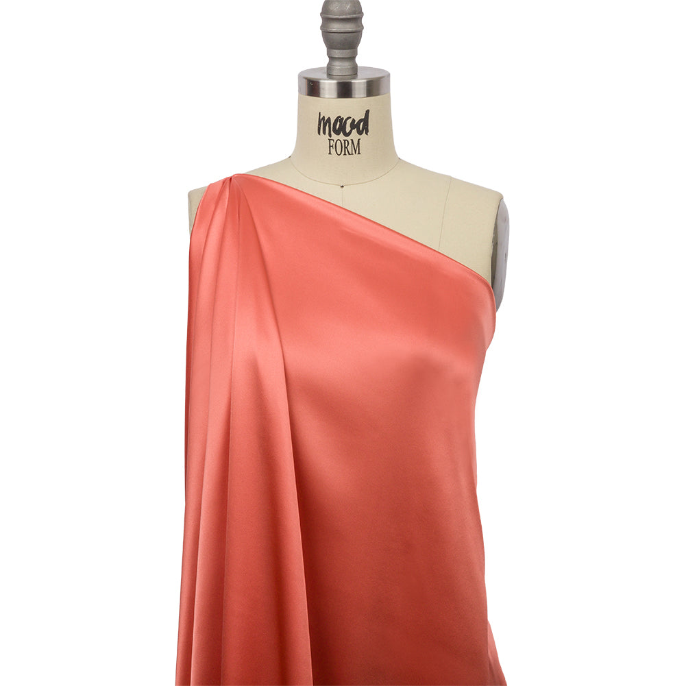 Stretch Silk Charmeuse - Coral - Premium Collection Stretch Silk Charmeuse - Coral - Premium Collection