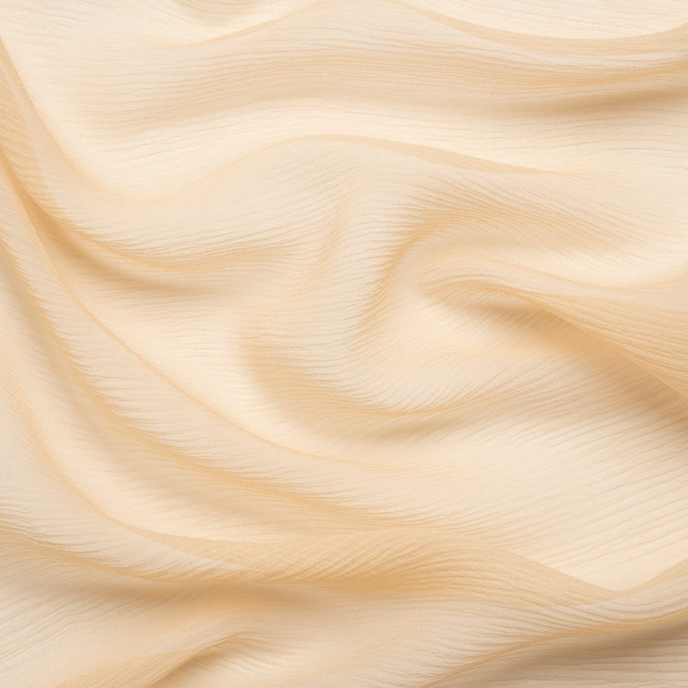 Crinkled Silk Chiffon - Ecru - Premium Collection Crinkled Silk Chiffon - Ecru - Premium Collection