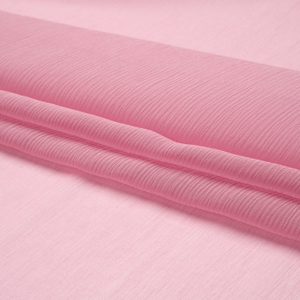Crinkled Silk Chiffon - Polignac Pink - Premium Collection - Folded Crinkled Silk Chiffon - Polignac Pink - Premium Collection - Folded