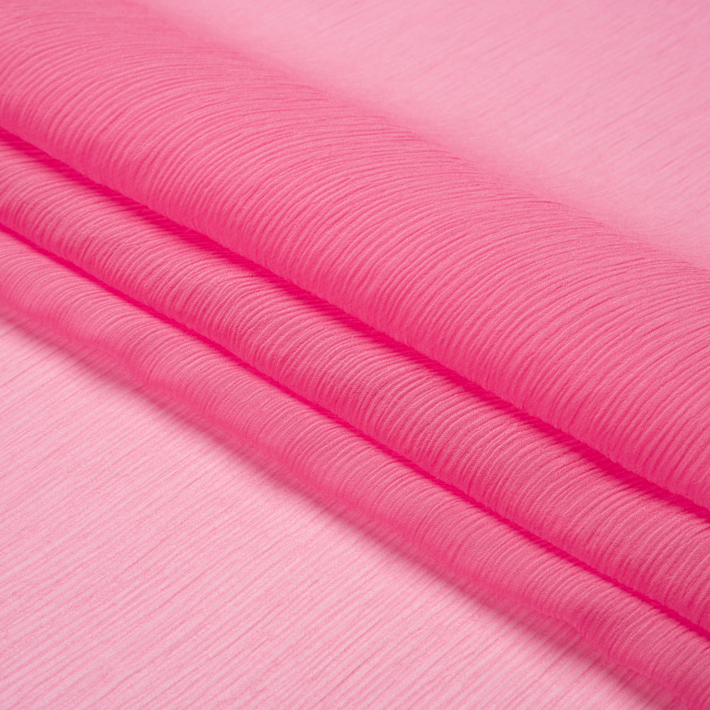 Crinkled Silk Chiffon - Carmine Rose - Premium Collection Crinkled Silk Chiffon - Carmine Rose - Premium Collection