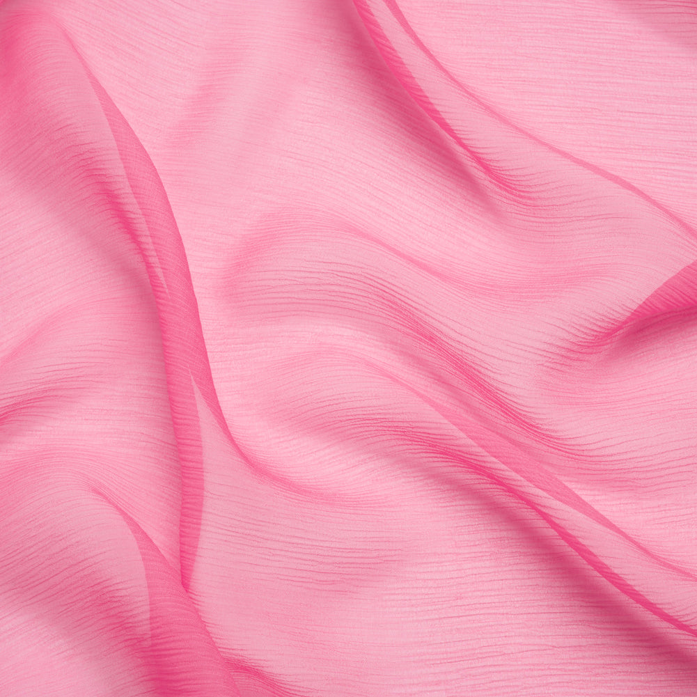 Crinkled Silk Chiffon - Carmine Rose - Premium Collection Crinkled Silk Chiffon - Carmine Rose - Premium Collection