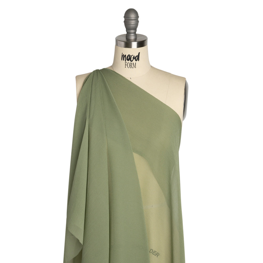 Crinkled Silk Chiffon - Oil Green - Premium Collection Crinkled Silk Chiffon - Oil Green - Premium Collection