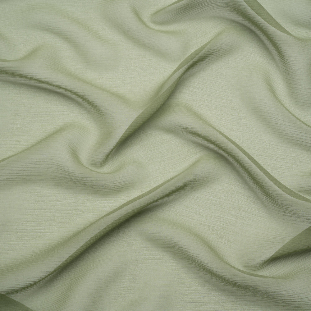 Crinkled Silk Chiffon - Oil Green - Premium Collection Crinkled Silk Chiffon - Oil Green - Premium Collection