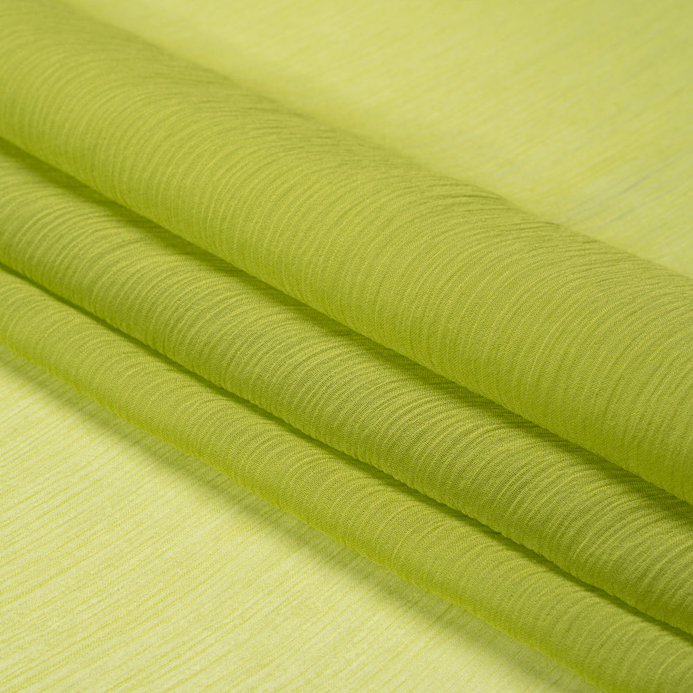 Crinkled Silk Chiffon - Peridot Green - Premium Collection Crinkled Silk Chiffon - Peridot Green - Premium Collection