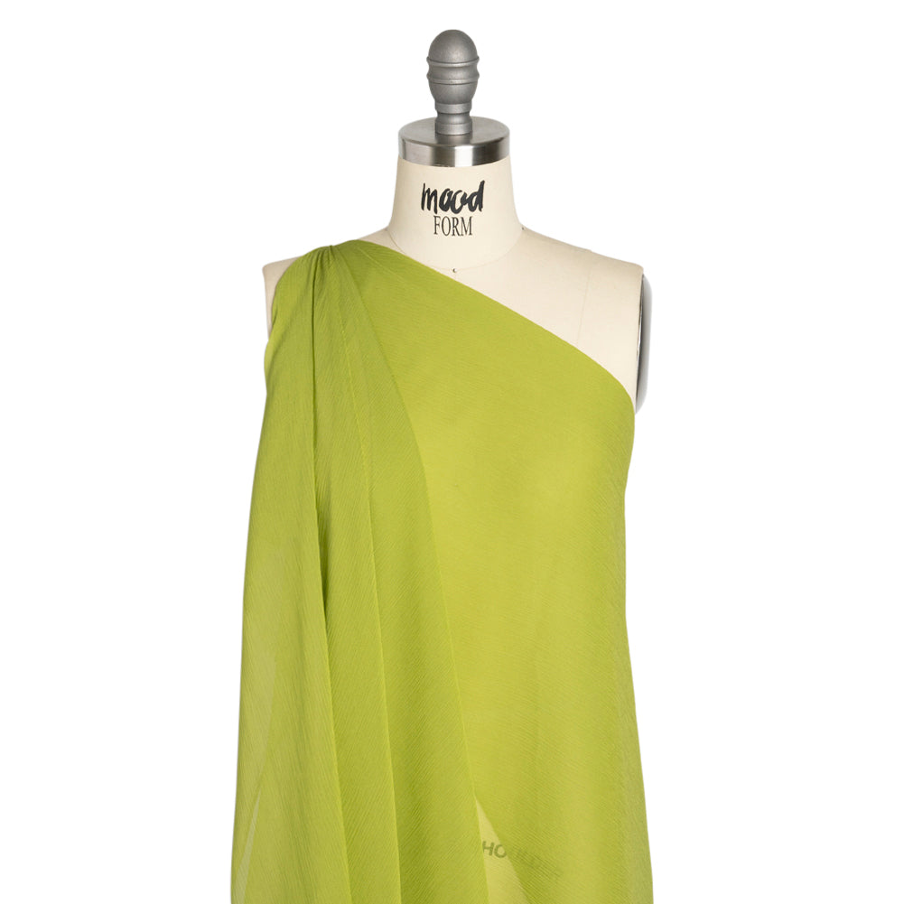 Crinkled Silk Chiffon - Peridot Green - Premium Collection Crinkled Silk Chiffon - Peridot Green - Premium Collection